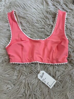 NWT Hammies Coral Pink Ruffle Bikini Top Size Medium